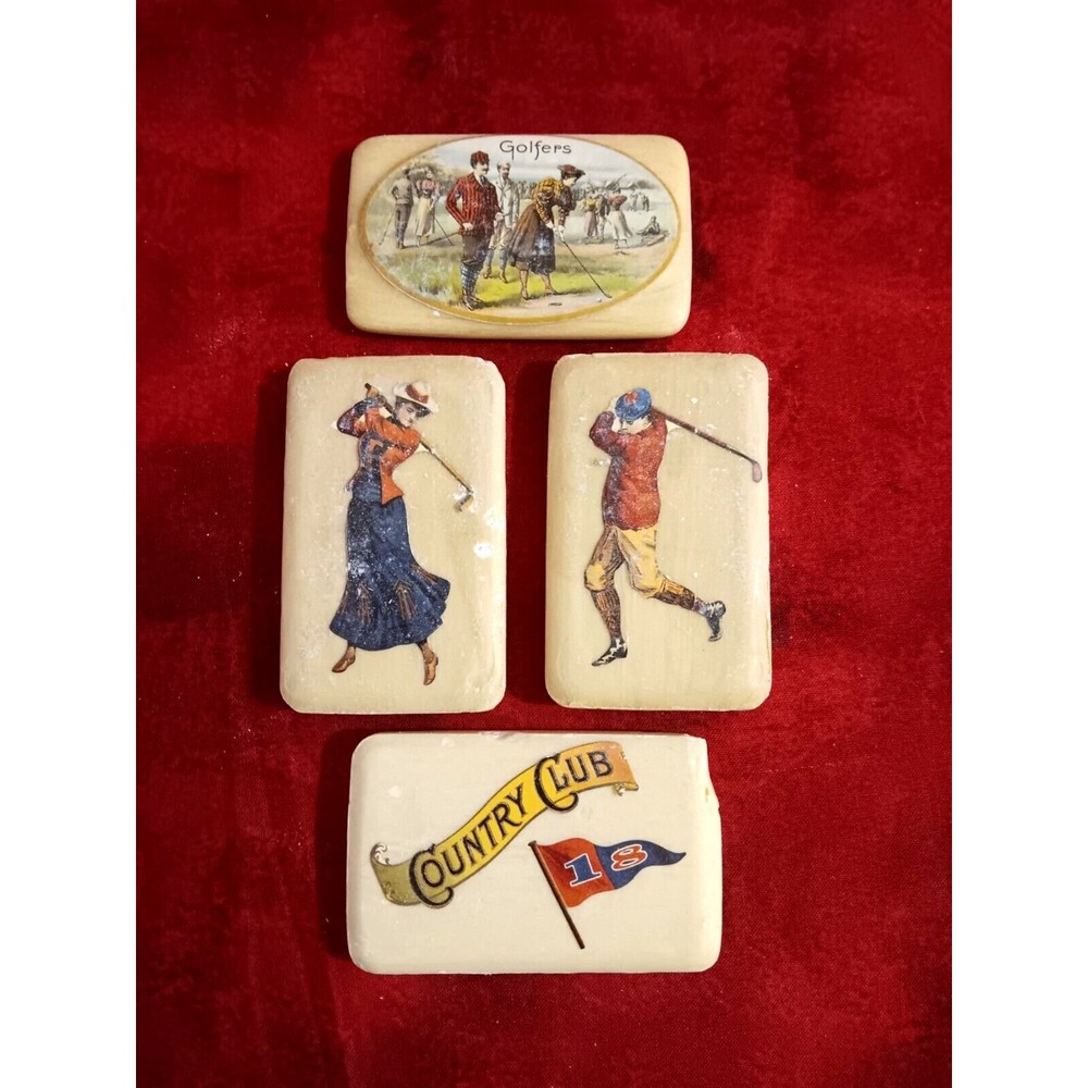 Rare Vintage Jergens Bar Soap Golf Theme Set Of 4